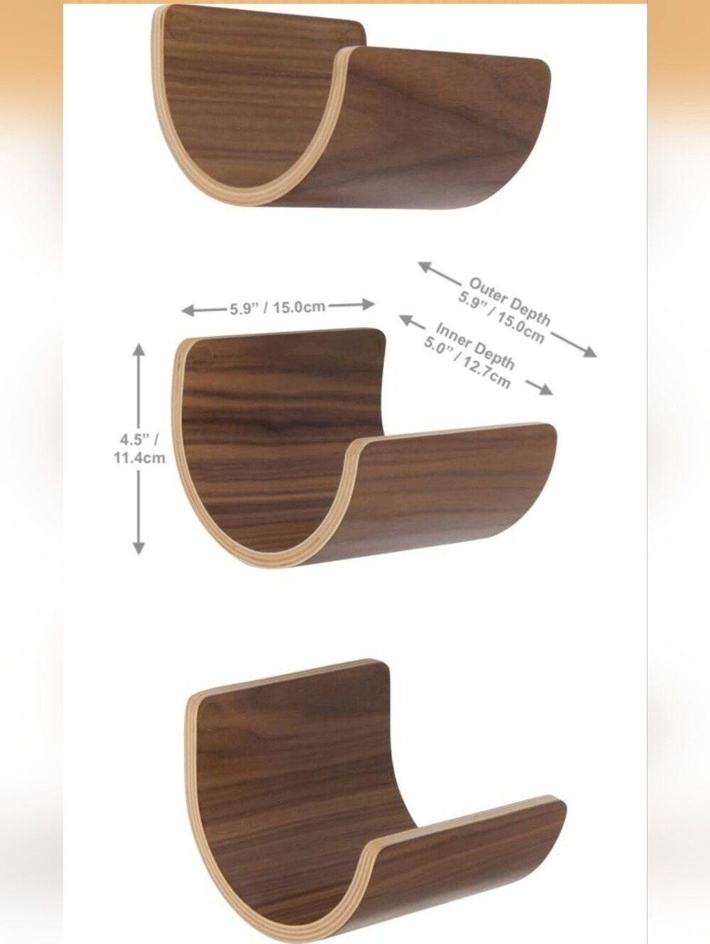 Wall-Mounted Wooden Rolled Towel Rack X3 - Picture 2 of 8